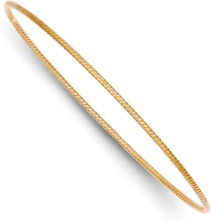 14k 1.5mm Rose Gold Twist Slip-on Bangle Bracelet