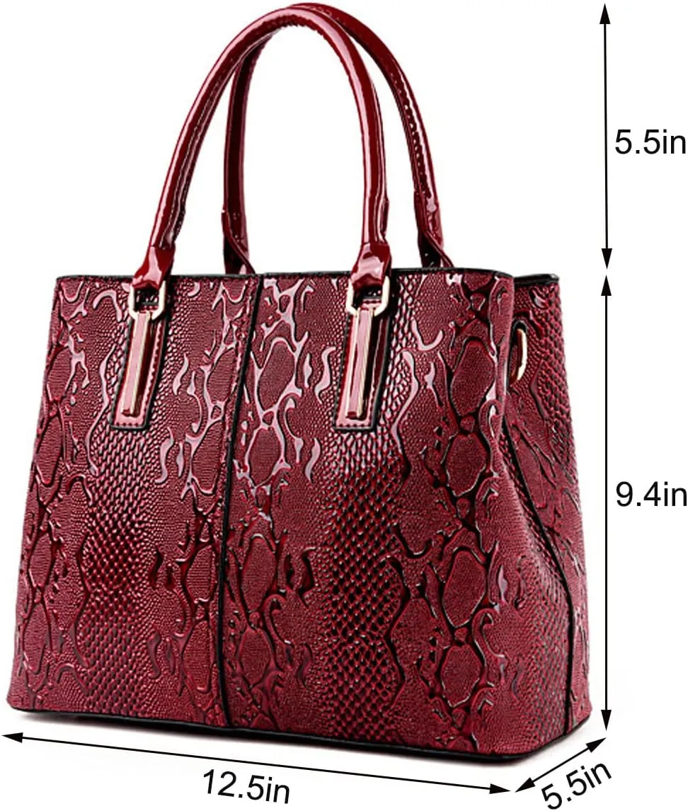 2-PC Handbags for Women Tote Purses Top Handle Satchel Bags PU Leather Shoulder Bag(Brown)