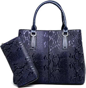 2-PC Handbags for Women Tote Purses Top Handle Satchel Bags PU Leather Shoulder Bag(Brown)