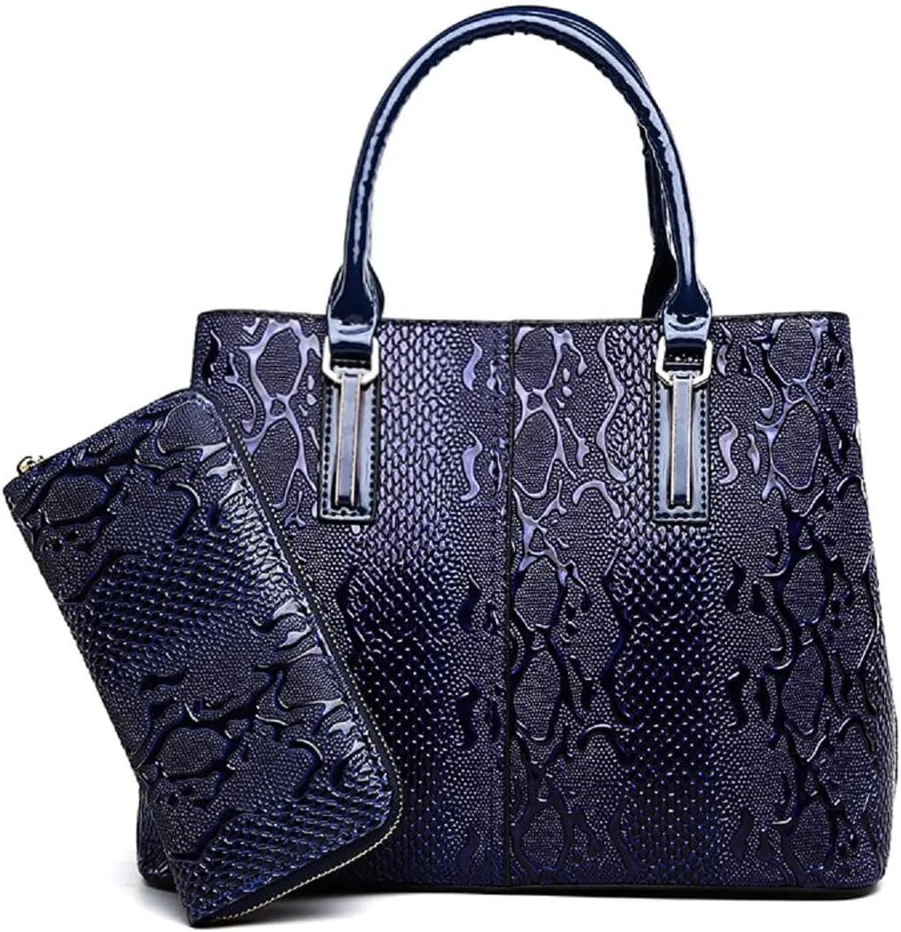 2-PC Handbags for Women Tote Purses Top Handle Satchel Bags PU Leather Shoulder Bag(Brown)