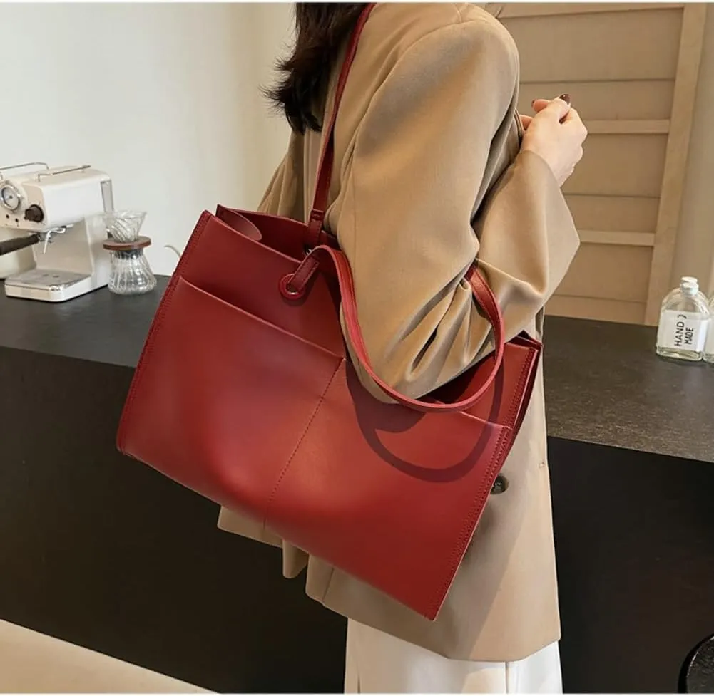 2 Pcs Slouchy PU Leather Hobo Bags Women Trendy Crescent Crossbody Purse Top-handle Satchels Shoulder Bag Tote Handbag