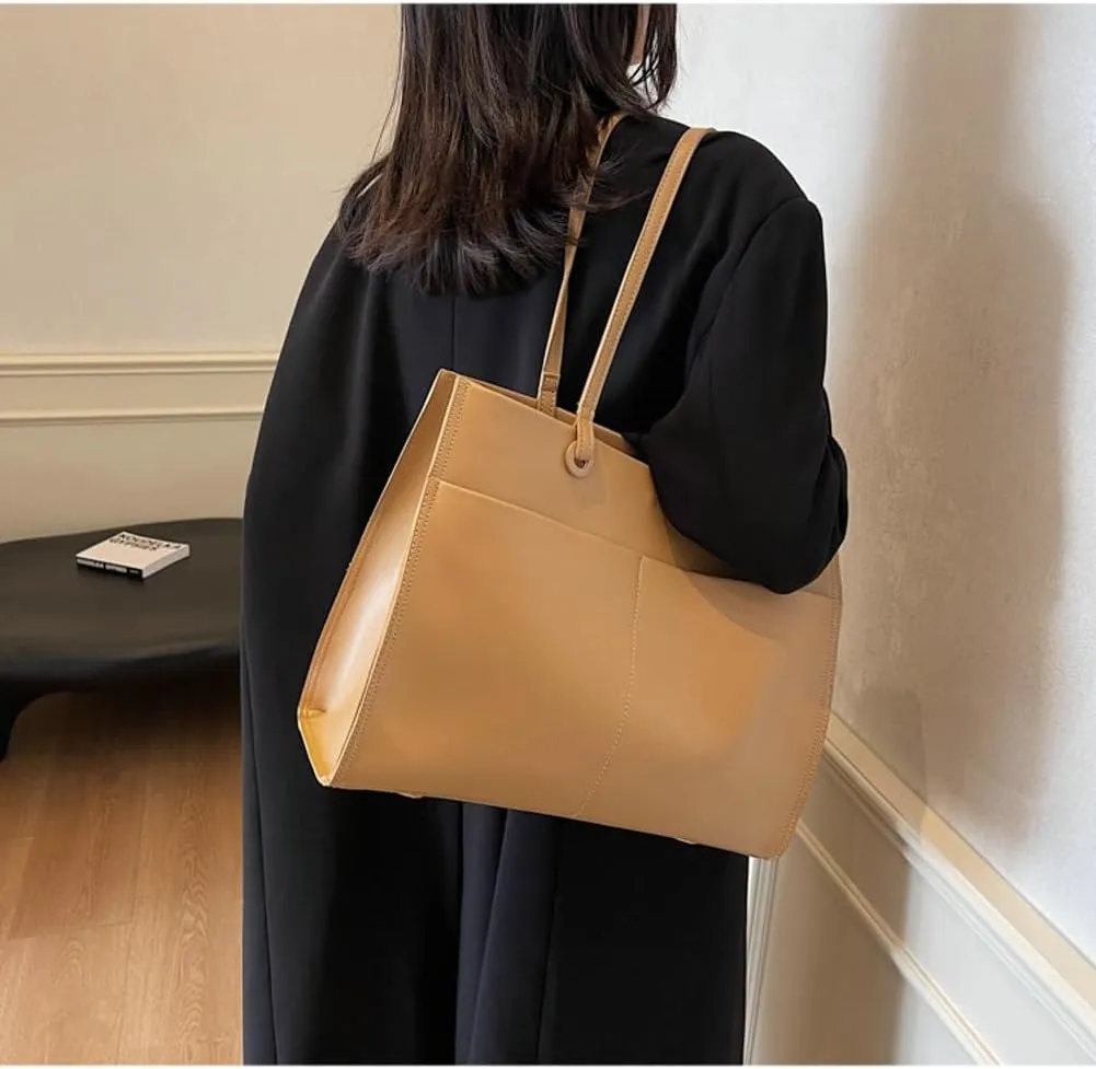 2 Pcs Slouchy PU Leather Hobo Bags Women Trendy Crescent Crossbody Purse Top-handle Satchels Shoulder Bag Tote Handbag
