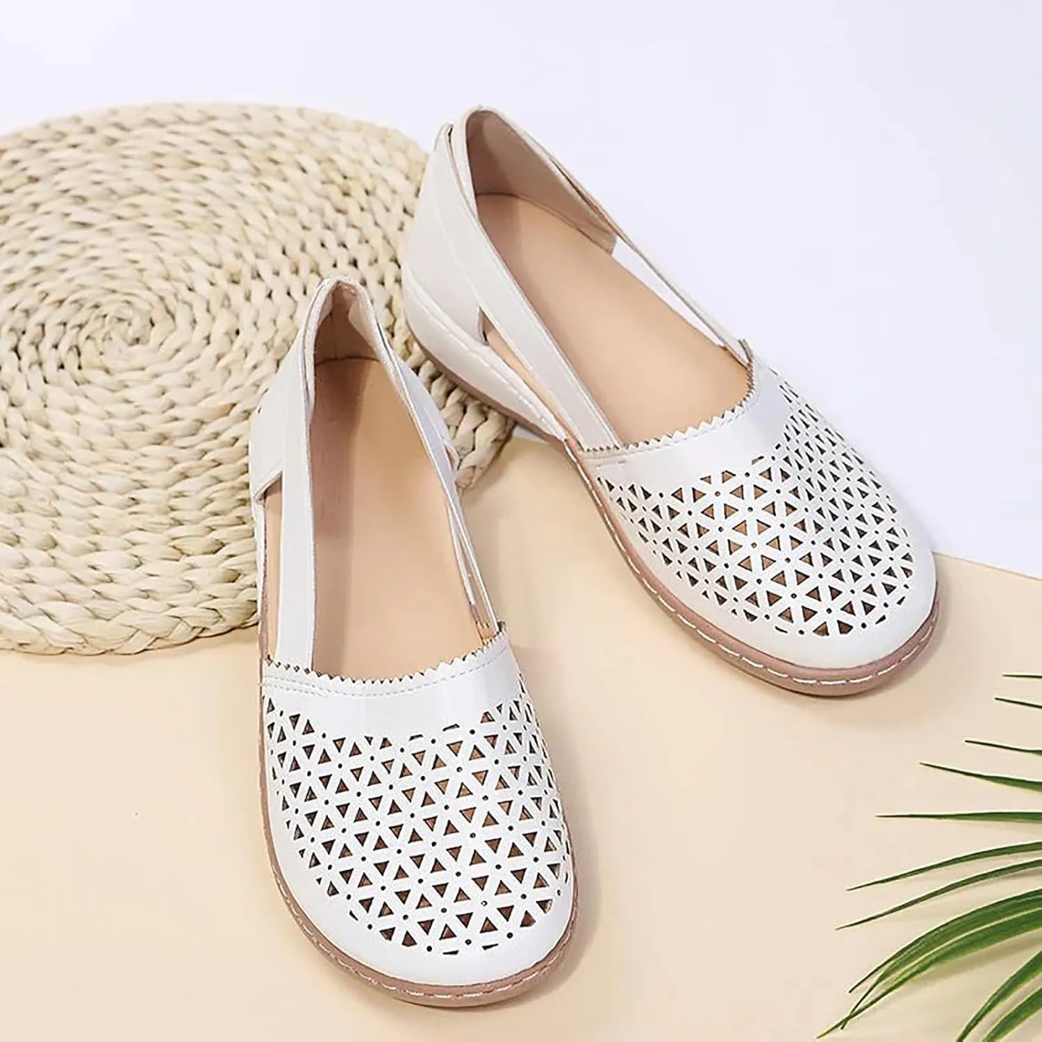 2025 Summer Orthopedic Platform Wedge Sandals for Women Fashion Closed Toe Lightweight Comfortable Wide Width Hollow Out Sandals Beach Casual Working Walking Outdoor Wedge Shoes with Arch Support