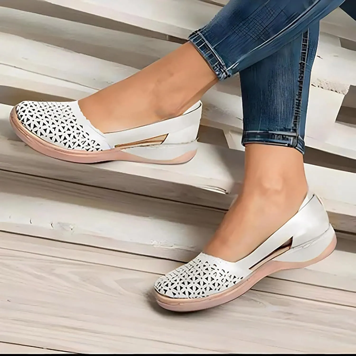 2025 Summer Orthopedic Platform Wedge Sandals for Women Fashion Closed Toe Lightweight Comfortable Wide Width Hollow Out Sandals Beach Casual Working Walking Outdoor Wedge Shoes with Arch Support