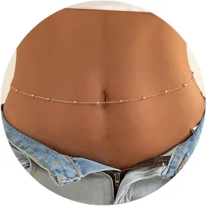 28-35 Inch Stainless Steel Waist Chains for Women 18K Gold Plated Bikini Belly Chains Body Chains Summer Beach Jewelry Adjustable