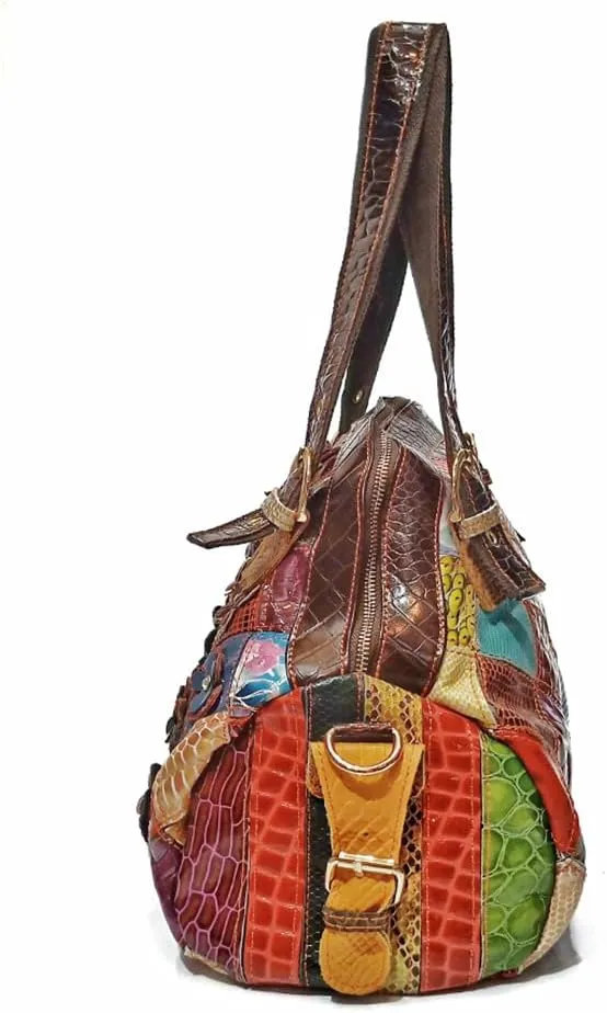 3D Flower Colorful Patchwork Hobo Purse Leather Handbag Colorful Designer Shoulder Bag Travel Work Crossbody Satchels