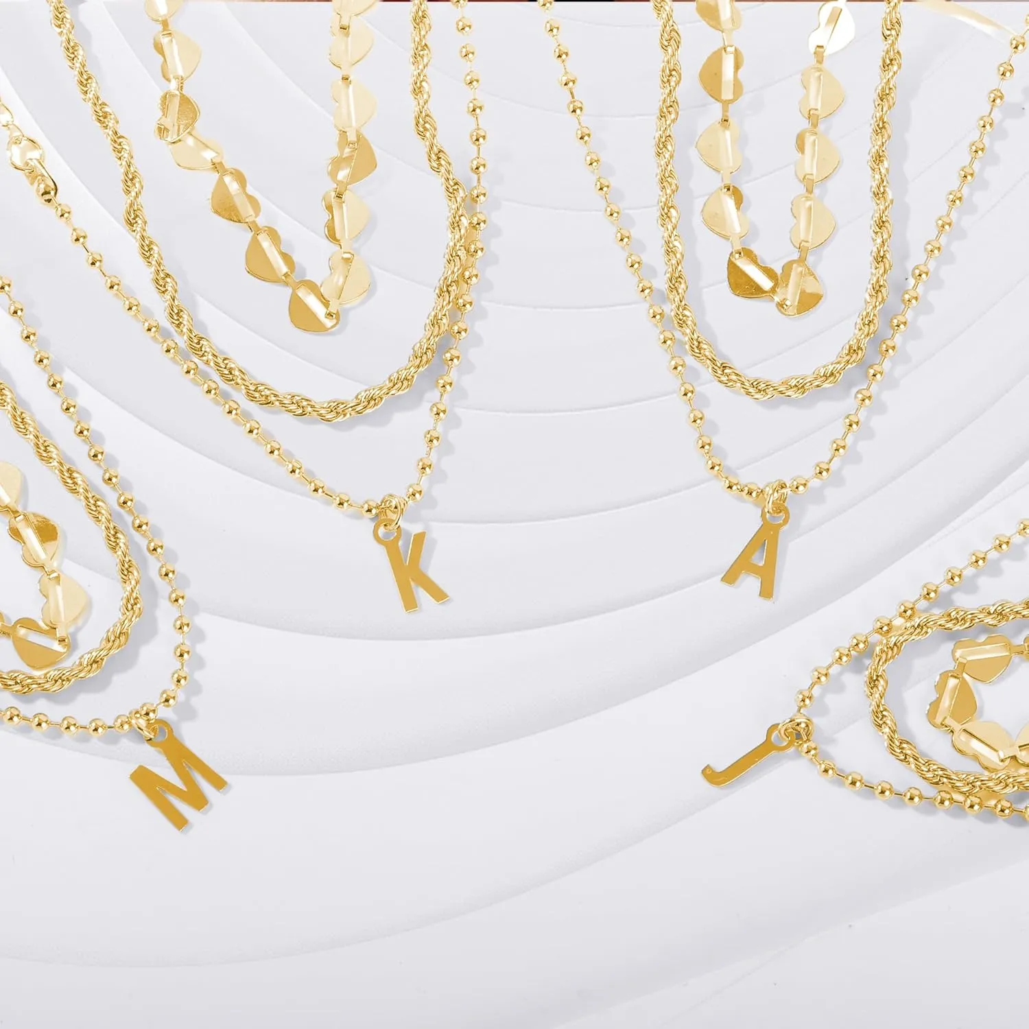 3PCS Gold Initial Bracelets for Women Gold Charm Plated Bracelet Stack Stackable 14k Gold Letter Chain Heart Bracelet Women Gold Jewelry Beaded Bracelet Gifts