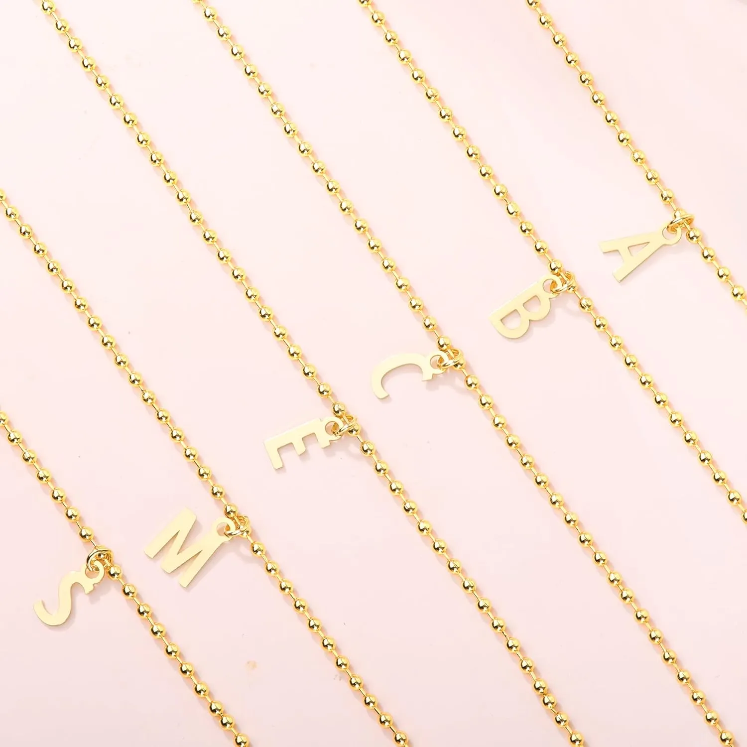 3PCS Gold Initial Bracelets for Women Gold Charm Plated Bracelet Stack Stackable 14k Gold Letter Chain Heart Bracelet Women Gold Jewelry Beaded Bracelet Gifts