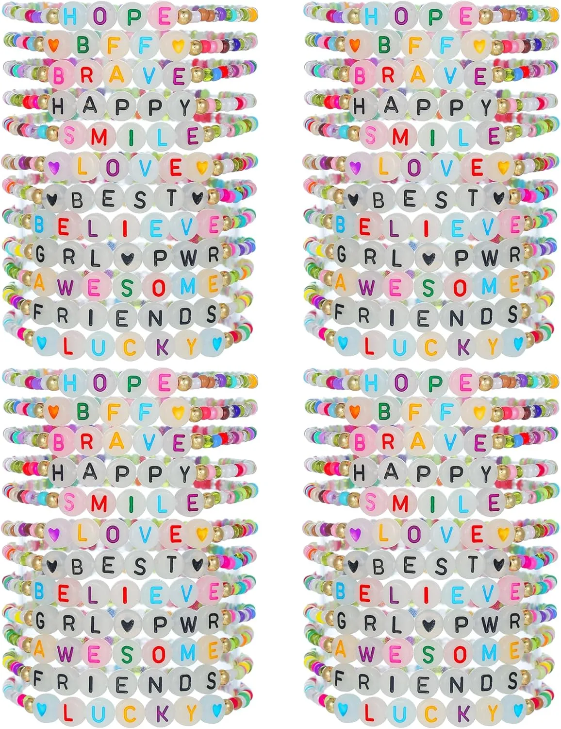 48pcs Friendship Bracelets Heishi Bracelets Stack Beaded Stretch Bff Bracelet for Women Boho Stackable Bracelets Preppy Beach Jewelry Party Favors