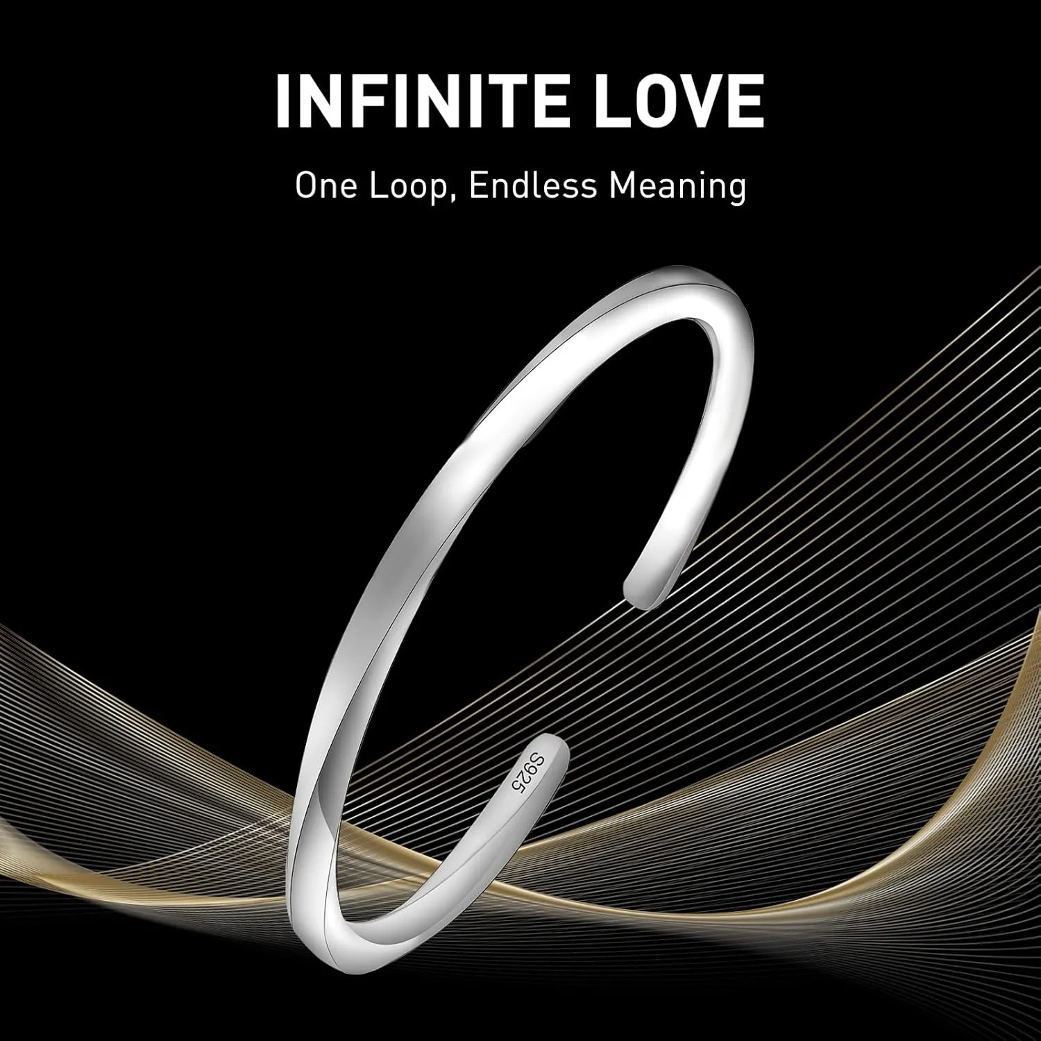 4mm Thick 925 Sterling Silver Twist Mobius Bracelet for Women Men, Adjustable Infinity Symbol Cuff Bangle, Birthday Christmas Jewelry Gift (2 Styles: High Polished & Retro)