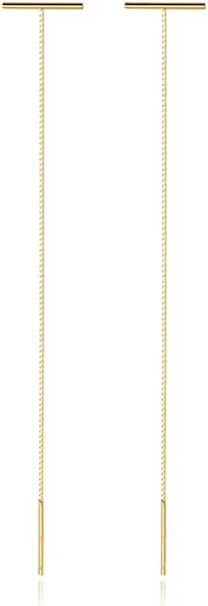 925 Sterling Silver Bar Chain Dangle Earrings Drops for Women Teens Minimalist Dangle Earrings Tassel Threader Hypoallergenic
