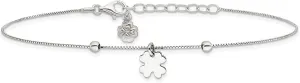 925 Sterling Silver Clover Dangle with 1in ext. Anklet, 9" Length