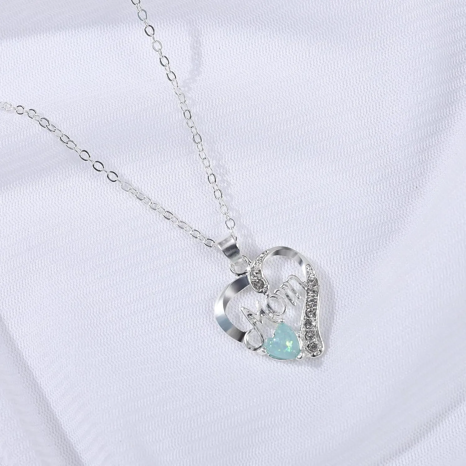 925 Sterling Silver Heart Birthstone Necklace for Mom,Birthday Mother's Day Valentine's Day Christmas Jewelry Gifts for Women