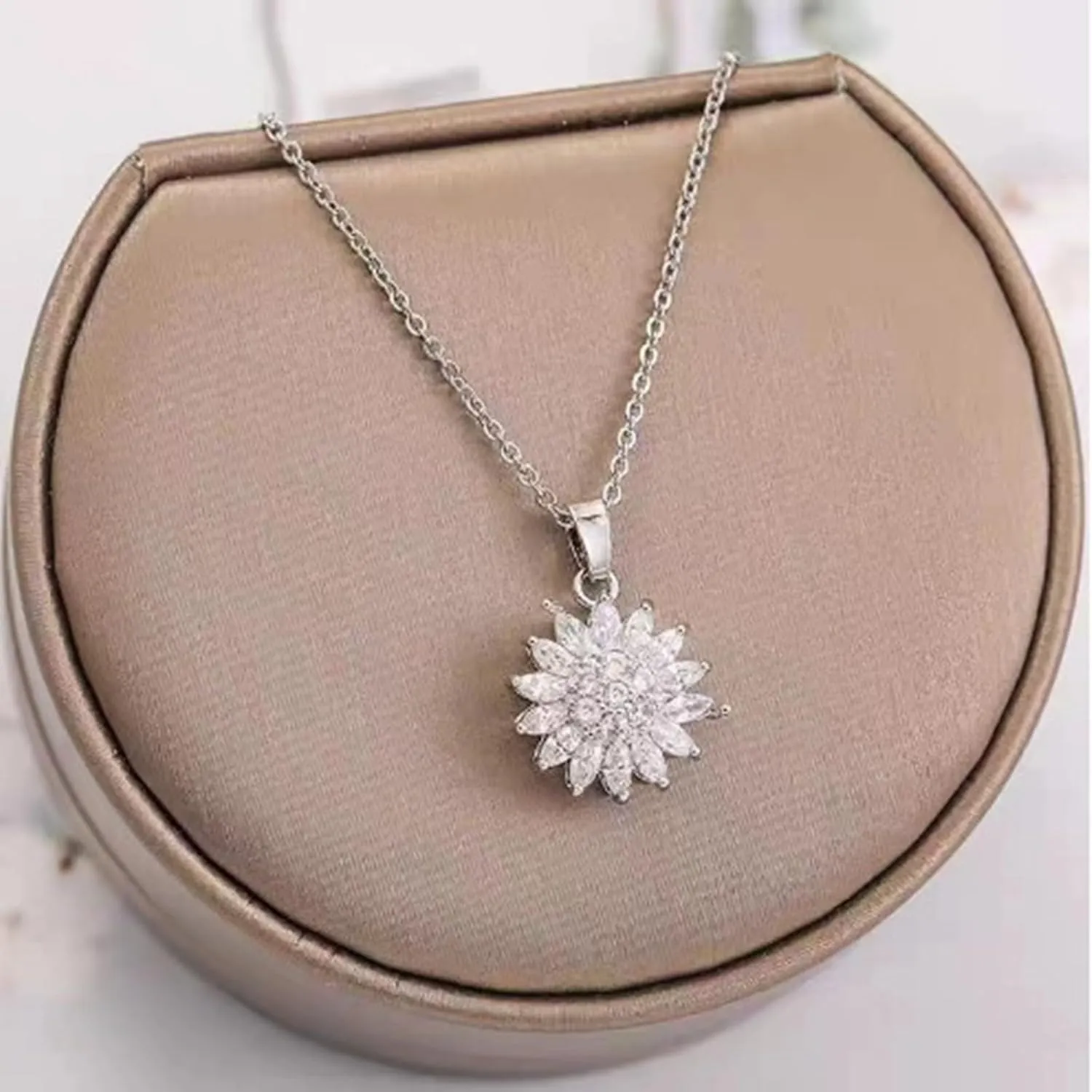 925 Sterling Silver Necklace for Women,Snowflake Crystals Pendant Collarbone Chain Birthday Mothers Day Jewelry Gifts for Mom