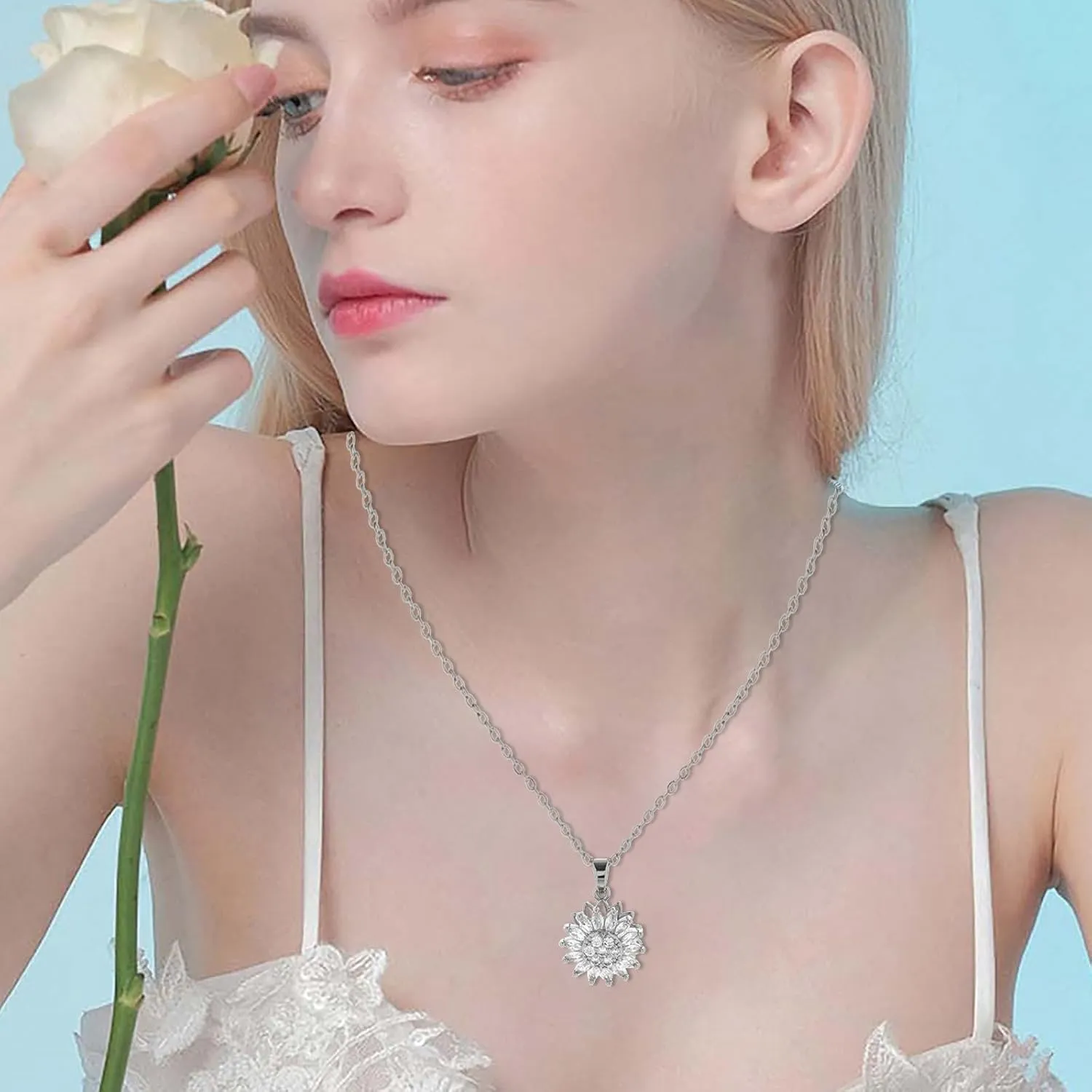 925 Sterling Silver Necklace for Women,Snowflake Crystals Pendant Collarbone Chain Birthday Mothers Day Jewelry Gifts for Mom