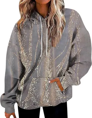 ADHOWBEW Oversized Sweatshirt for Women Fashion Y2k Graphic Drawstring Hoodies Sweaters
