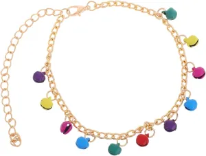 Adjustable Colorful Bell Chain Anklet for Women Tassel Foot Jewelry Comfortable Ankle Bracelet for Summer Beach Fashion