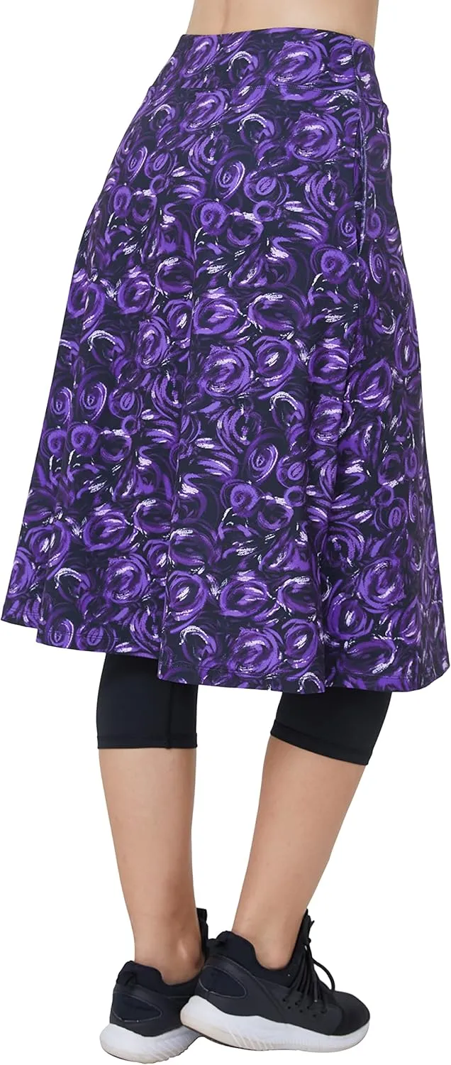 Alvon Women's Skirted Capri Leggings with Pockets - Golf Skirts with Cropped Leggings