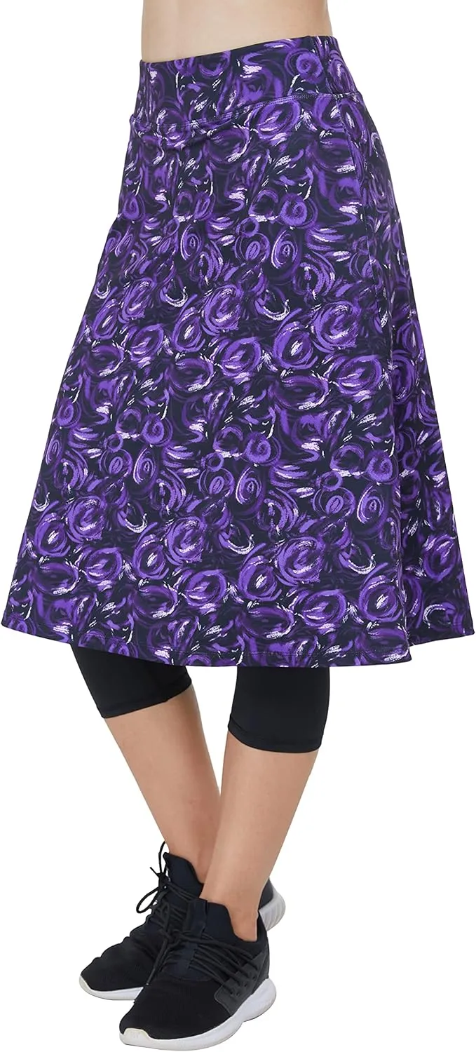 Alvon Women's Skirted Capri Leggings with Pockets - Golf Skirts with Cropped Leggings