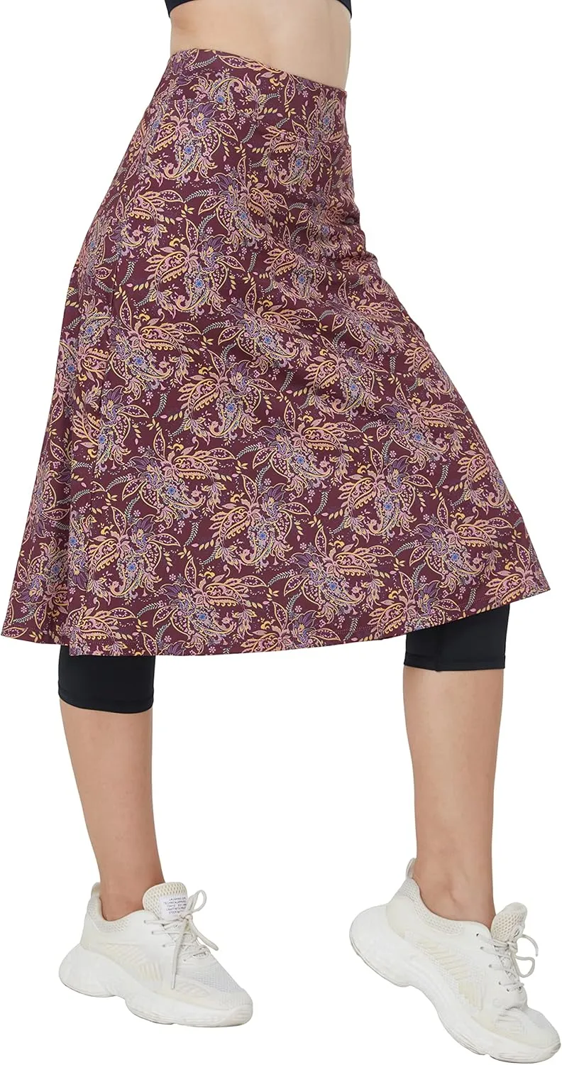 Alvon Women's Skirted Capri Leggings with Pockets - Golf Skirts with Cropped Leggings