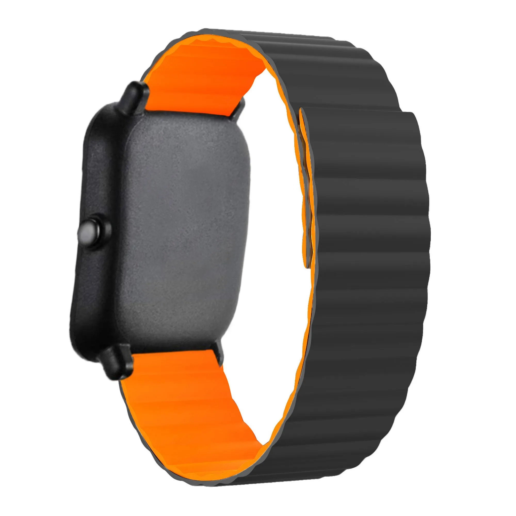 Amazfit Bip Magnetic Silicone Strap (Black/Orange)