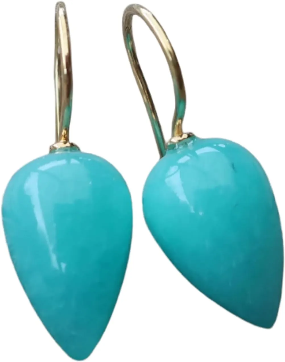 Amazonite inverted teardrop dangle earrings aqua blue gemstone drops pear shaped dangle with 925 Sterling Silver