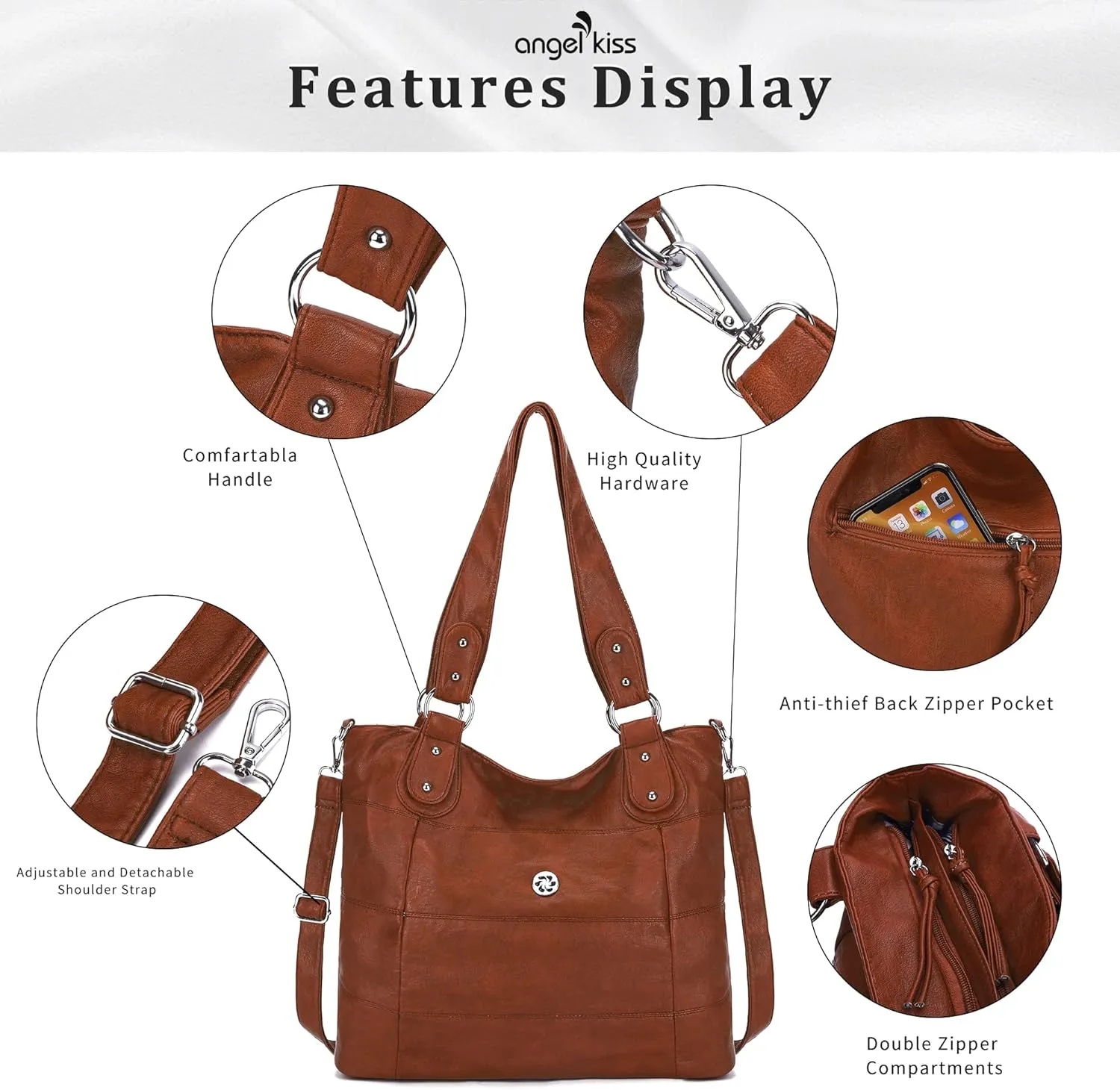 Angel Kiss Hobo Purses for Women Multi-Color Striped Lattice Cross Body Shoulder Purse Bag Tote Handbag
