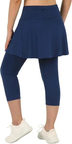 ANIVIVO Skirted Leggings for Women with Pockets, Tennis Yoga Pleated Skirt with Leggings