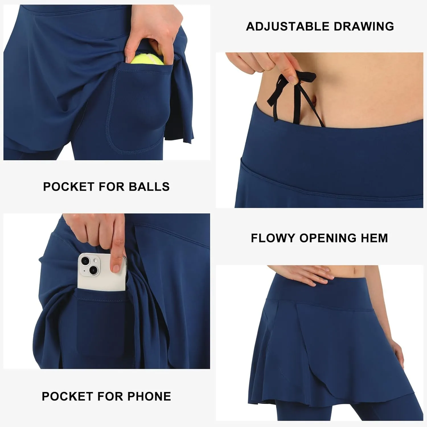 ANIVIVO Skirted Leggings for Women with Pockets, Tennis Yoga Pleated Skirt with Leggings