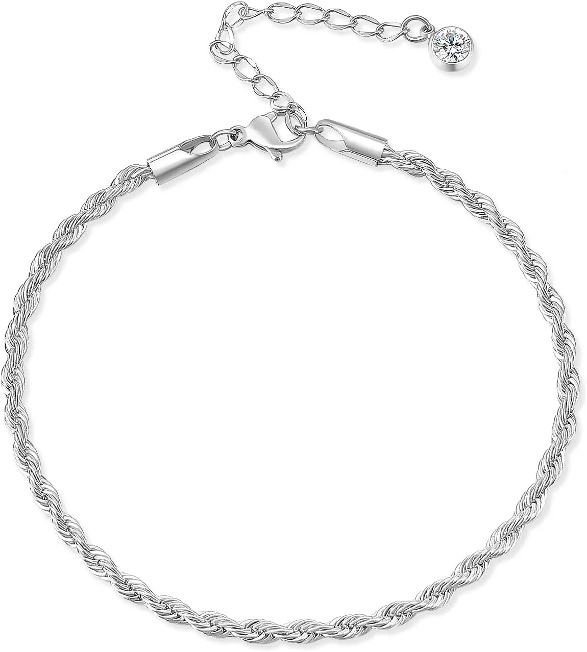 Ankle Bracelets for Women, 3mm Braided Rope Chain 18K Gold Plated Anklets for Women No Tarnish