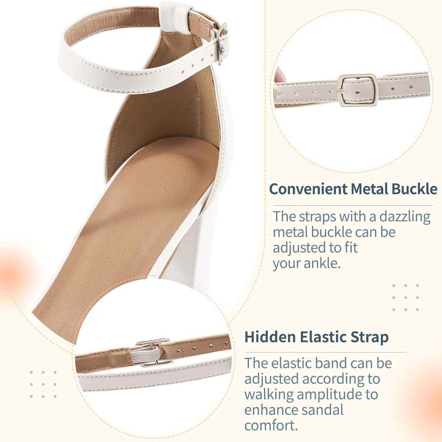 Aomigoct Chunky Heels for Women Wedding: Dressy Comfortable High Heeled Sandals for Fashion Bridal with Crystal Decor