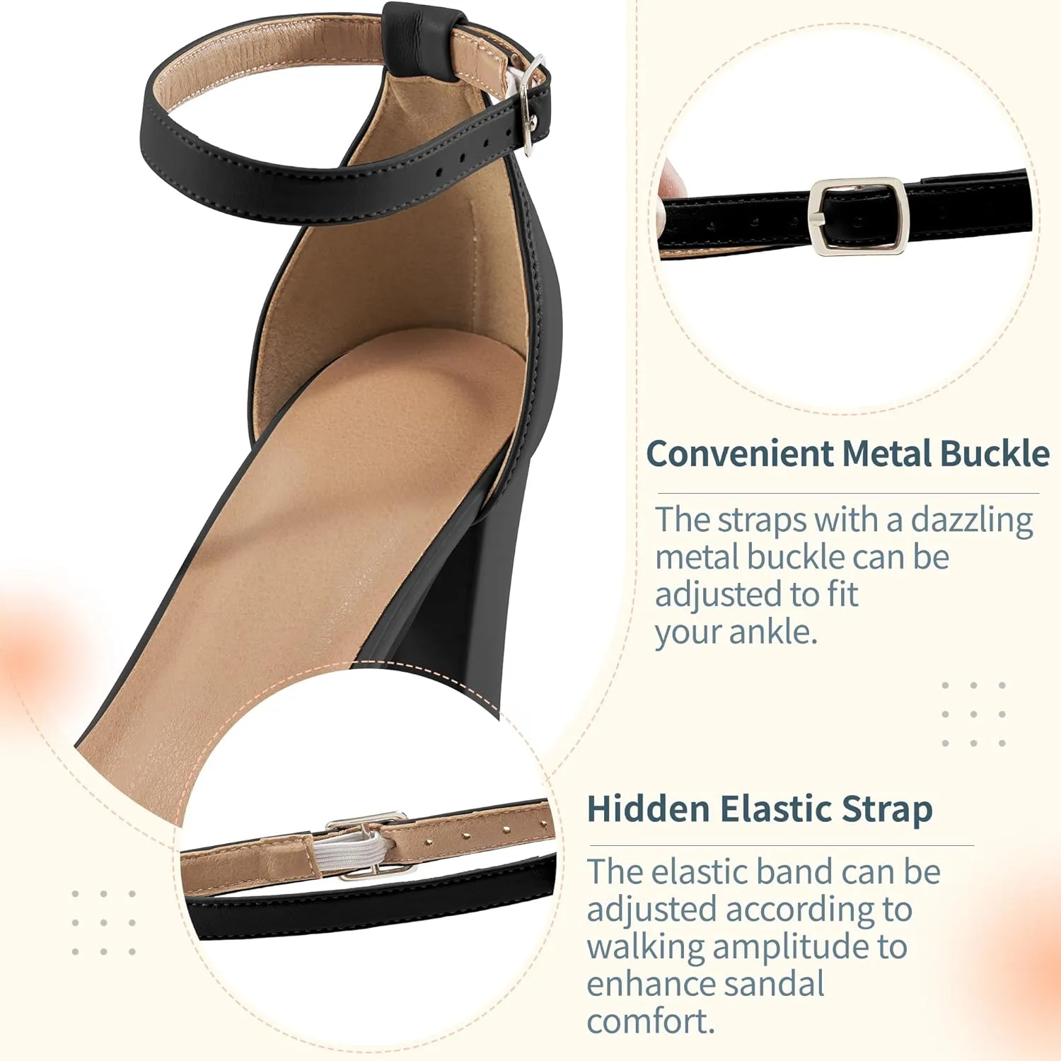 Aomigoct Chunky Heels for Women Wedding: Dressy Comfortable High Heeled Sandals for Fashion Bridal with Crystal Decor