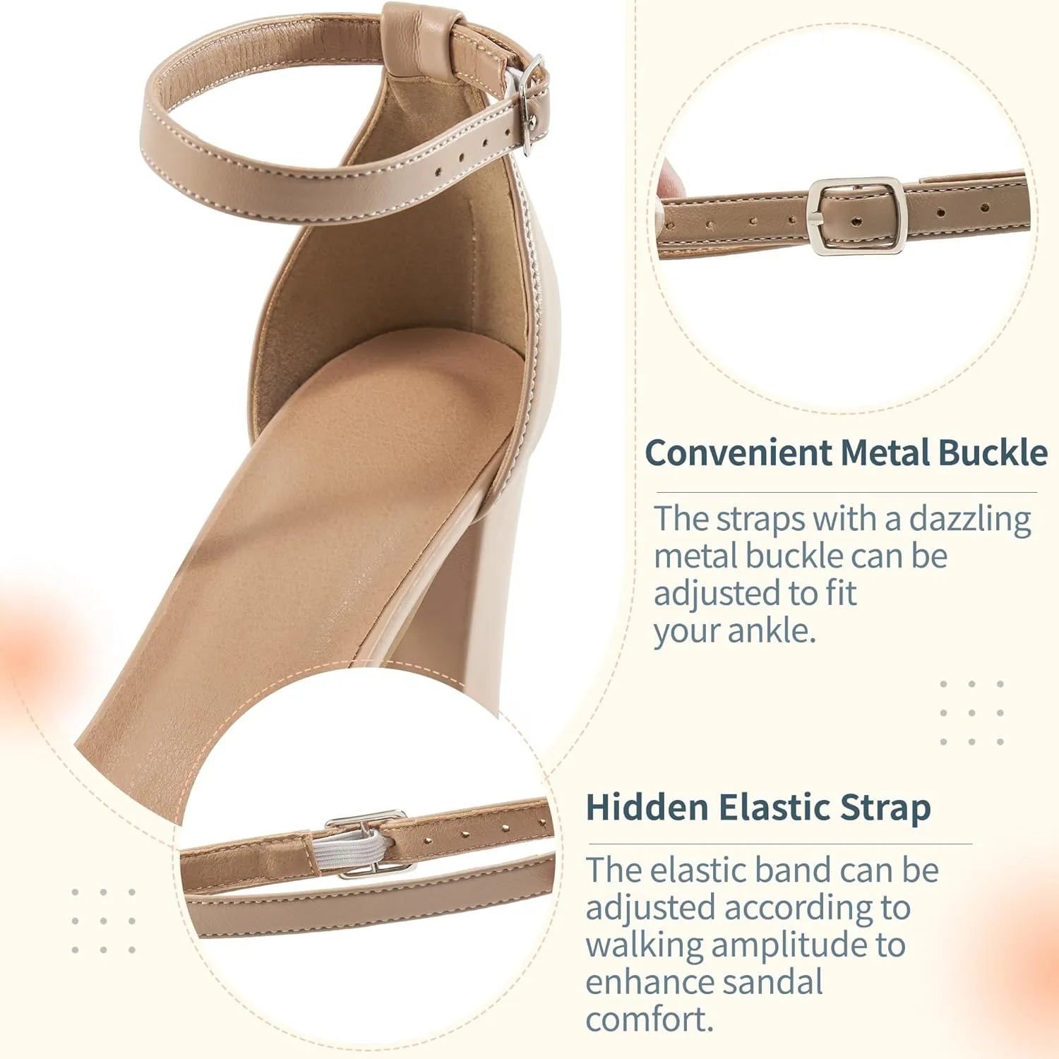 Aomigoct Chunky Heels for Women Wedding: Dressy Comfortable High Heeled Sandals for Fashion Bridal with Crystal Decor