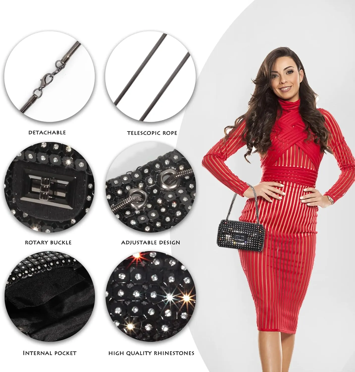 AOYUNHUI Clutch Purses for Women Wedding Cross Body Bag Purses for Women Wedding Prom Party Club