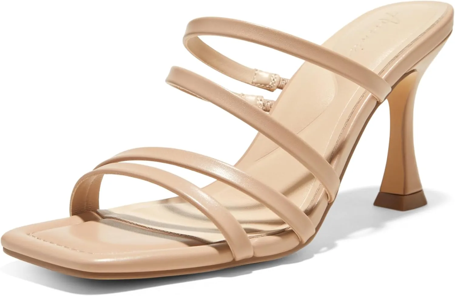 Arromic Women's Heels Square Open Toe Slip on Heeled Sandals Slides for Dress Work Party Casual Wedding