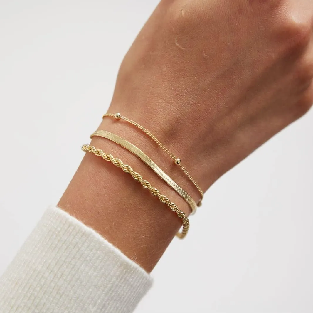 ASCOMY Bracelet for Women Gold Bracelets for Girls Dainty Paperclip Herringbone Bracelet Layered Rope Chain Bracelet Set