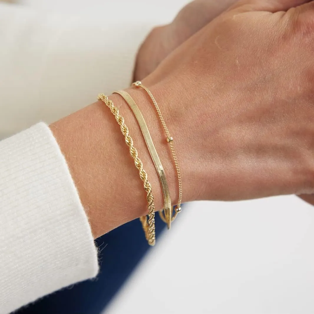 ASCOMY Bracelet for Women Gold Bracelets for Girls Dainty Paperclip Herringbone Bracelet Layered Rope Chain Bracelet Set