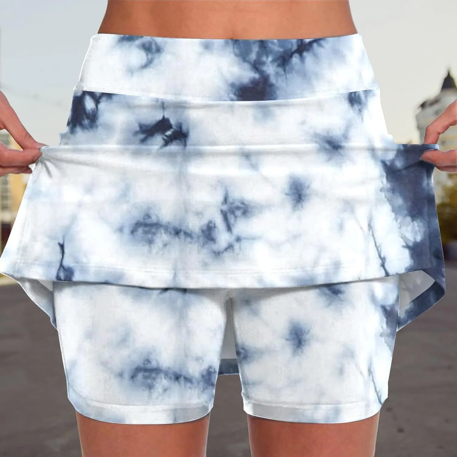 Athletic Skorts for Woman Elastic Cross Hight Waisted Tennis Yoga Shorts Skirts with Pockets Tummy Control Joggers