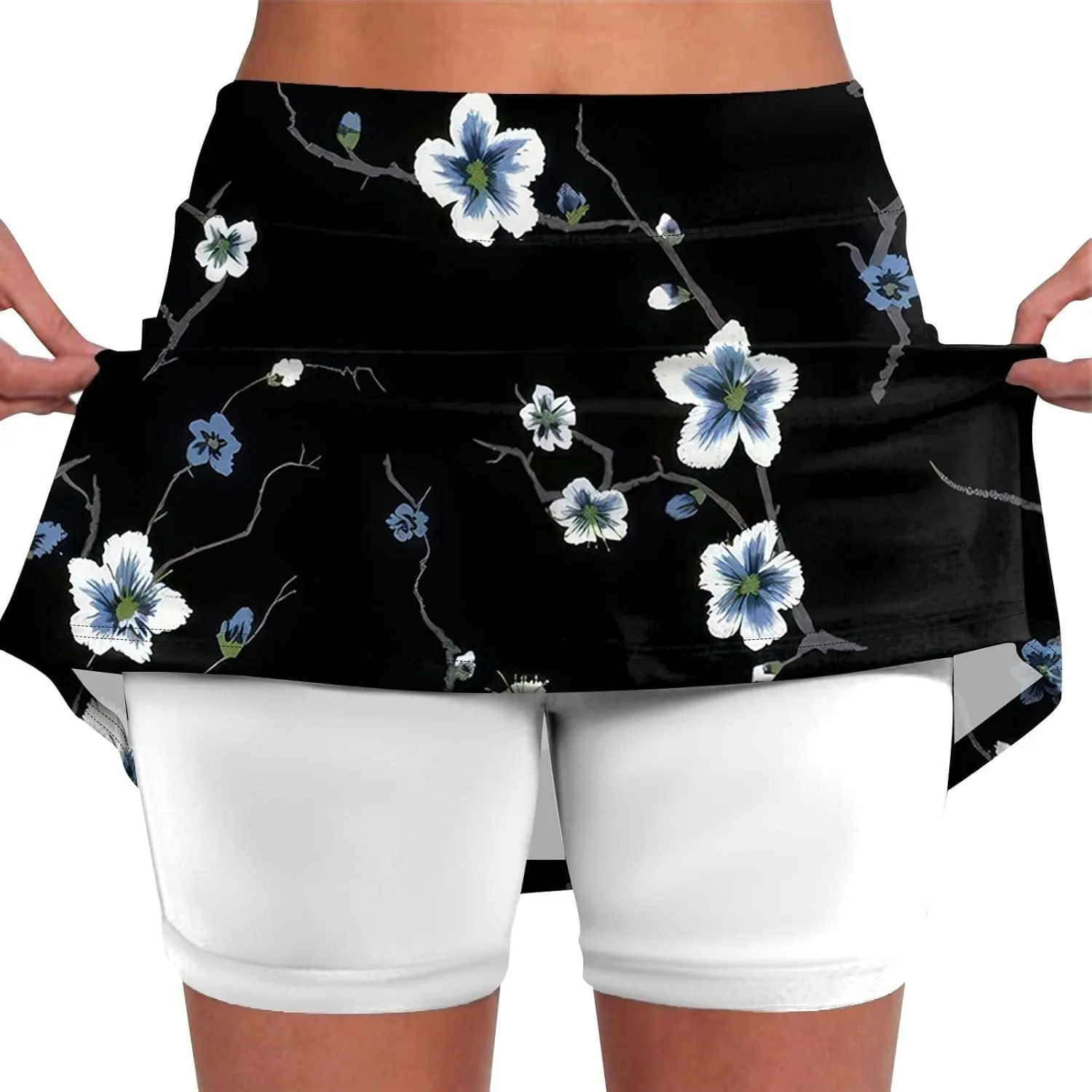 Athletic Skorts for Women with Pockets Lightweight Elastic Yoga Culottes High Waist Skinny Tennis Skirt Golf Skorts