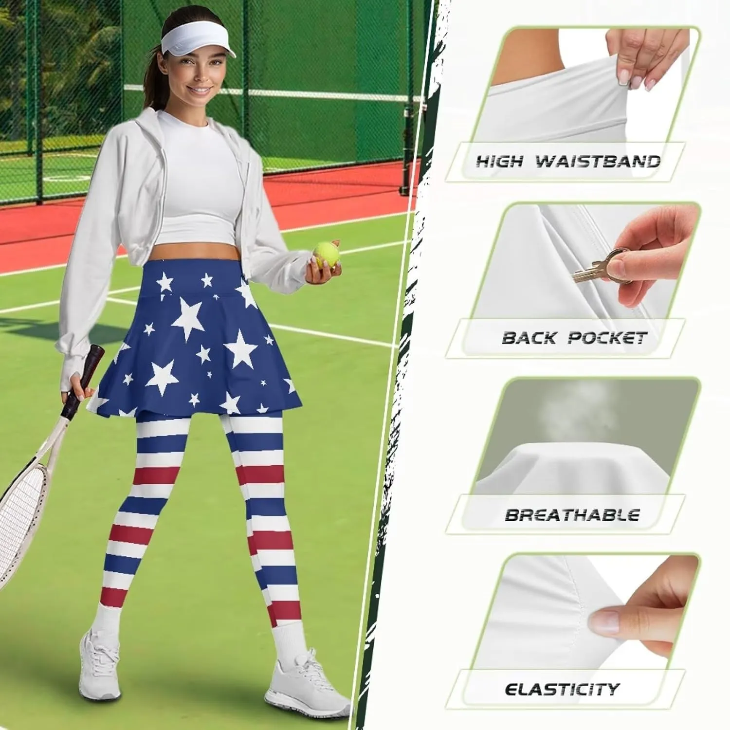 Athletics Skirts with Leggings Pickleball Pants for Women Skirted Leggings with Pockets Athletic Skirts Leggings