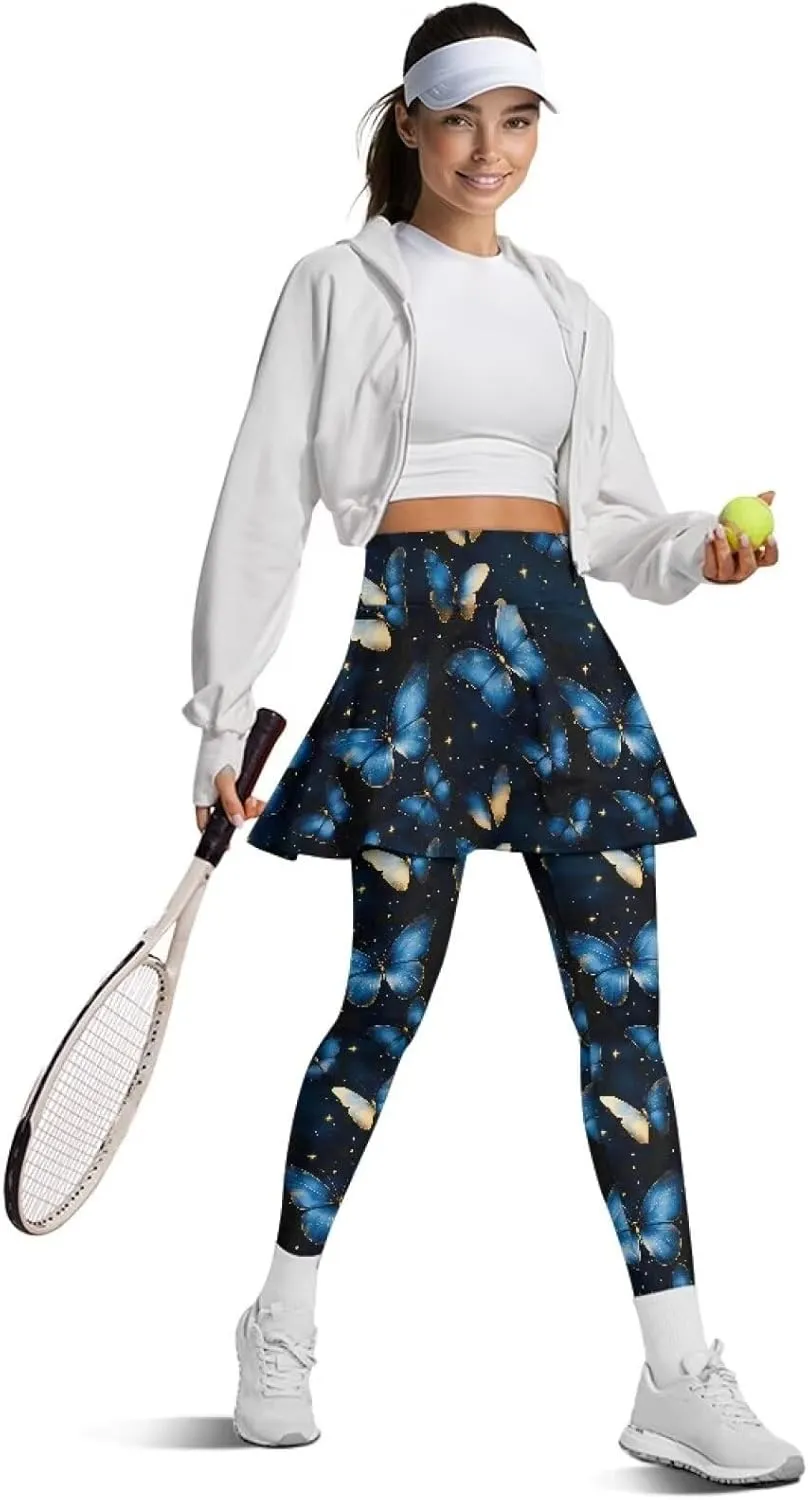 Athletics Skirts with Leggings Pickleball Pants for Women Skirted Leggings with Pockets Athletic Skirts Leggings