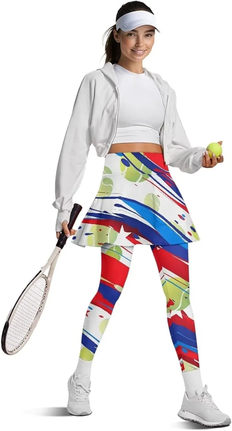 Athletics Skirts with Leggings Pickleball Pants for Women Skirted Leggings with Pockets Athletic Skirts Leggings