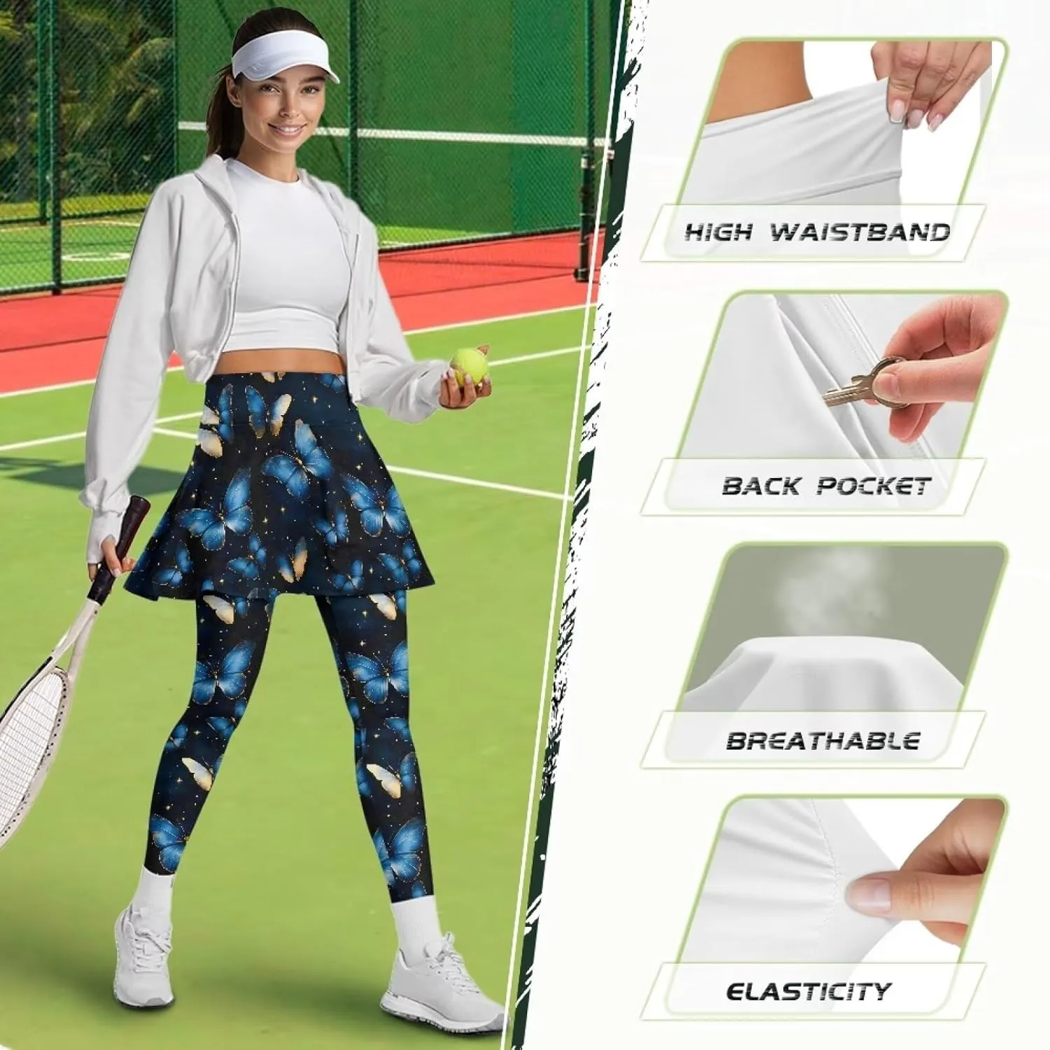 Athletics Skirts with Leggings Pickleball Pants for Women Skirted Leggings with Pockets Athletic Skirts Leggings