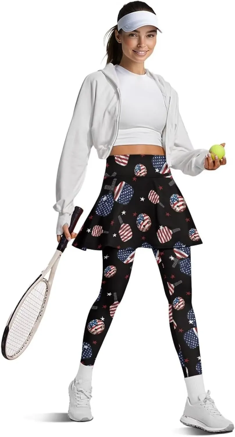Athletics Skirts with Leggings Pickleball Pants for Women Skirted Leggings with Pockets Athletic Skirts Leggings