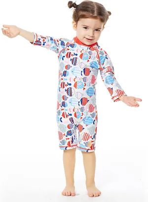 Baby Girl Bathing Suit Long Sleeve UPF 50  Sun Protection Come with a Hats