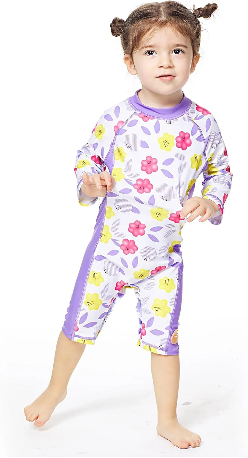 Baby Girl Bathing Suit Long Sleeve UPF 50  Sun Protection Come with a Hats