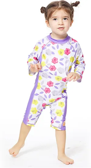 Baby Girl Bathing Suit Long Sleeve UPF 50  Sun Protection Come with a Hats