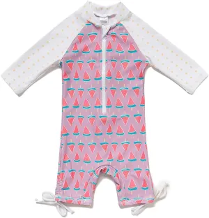 Baby Girl Bathing Suit Long Sleeve UPF 50  Sun Protection Come with a Hats