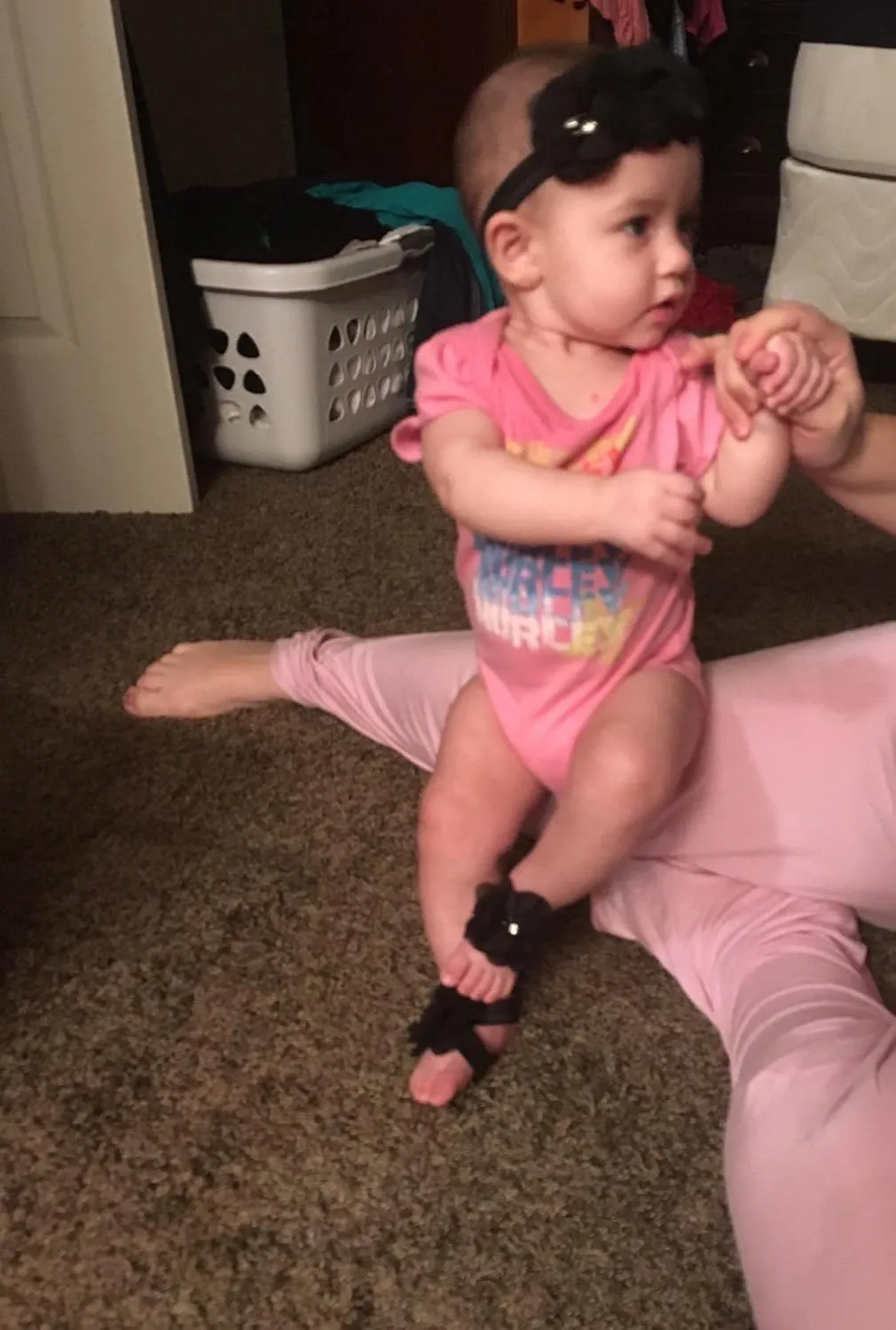 Baby girls infant crochet butterfly headbands and knitted flower barefoot sandals.(BBFJ3) (BK)