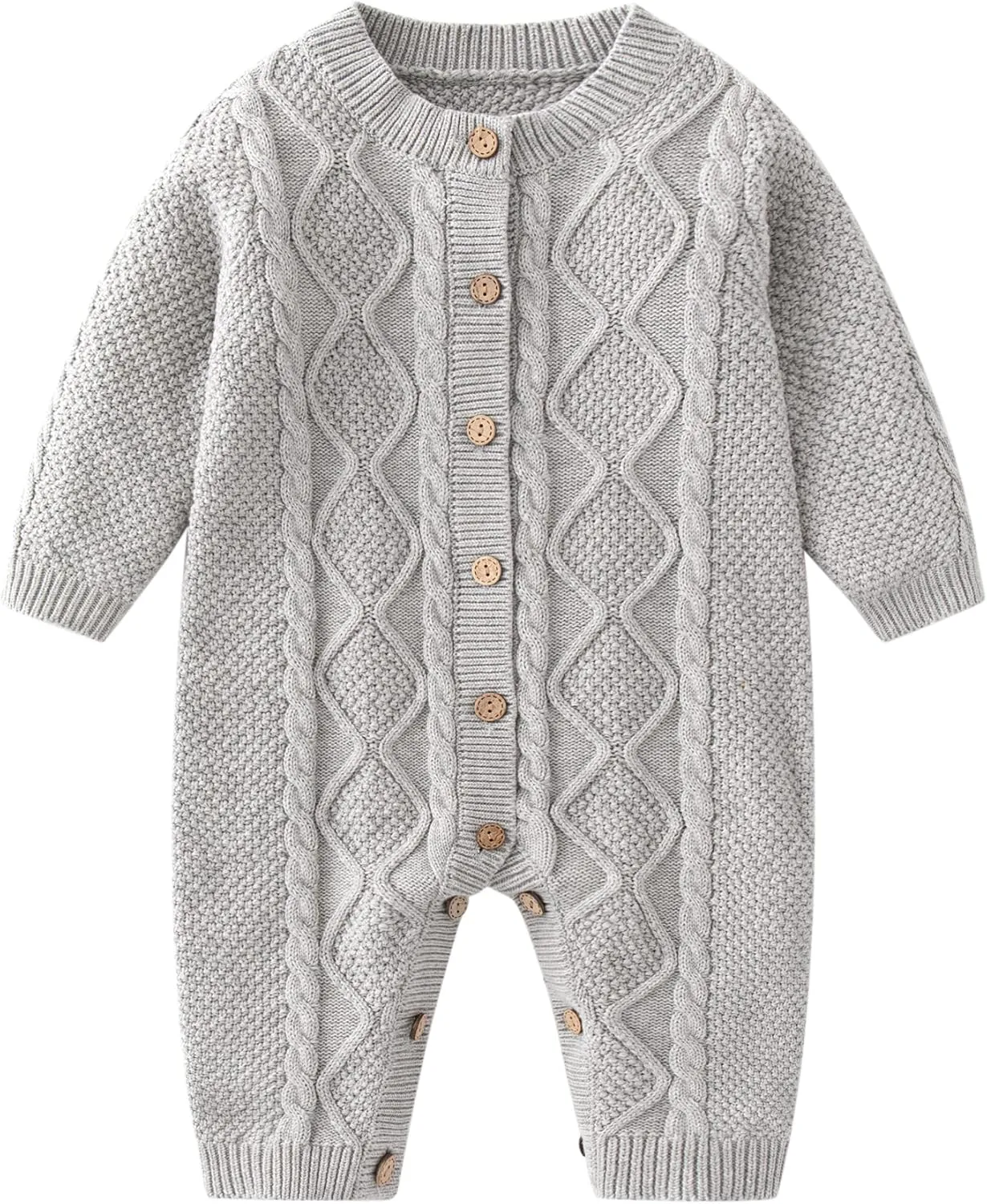Baby Newborn Boy Knitted Sweater Romper Cotton Longsleeve Outfit with Kids Winter Warm Hats Set